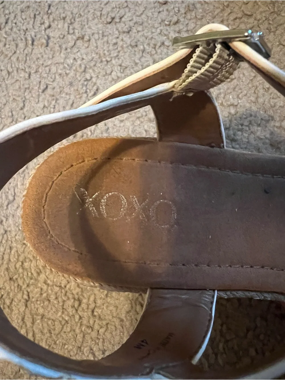 XOXO White Braided Espadrille Ankle Strap Sandals